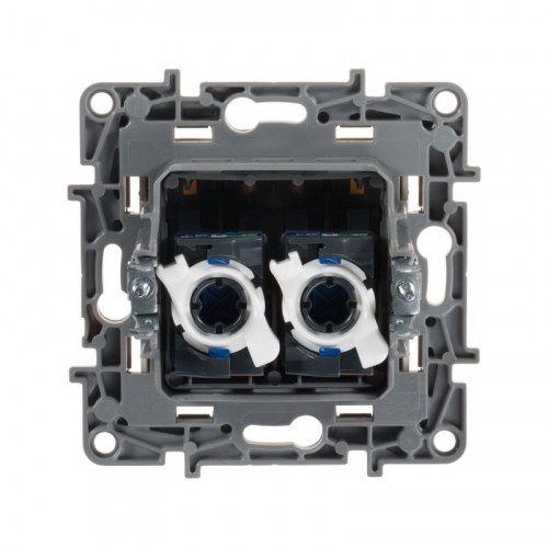 Розетка компьютерная 2-м СП Etika RJ45 кат.6 UTP механизм сл. кость IEK 672354 фото 3