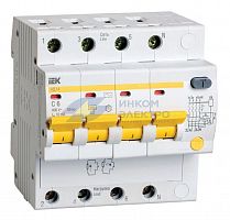 Выключатель автоматический дифференциального тока 4п C 6А 10мА тип AC 4.5кА АД-14 IEK MAD10-4-006-C-010