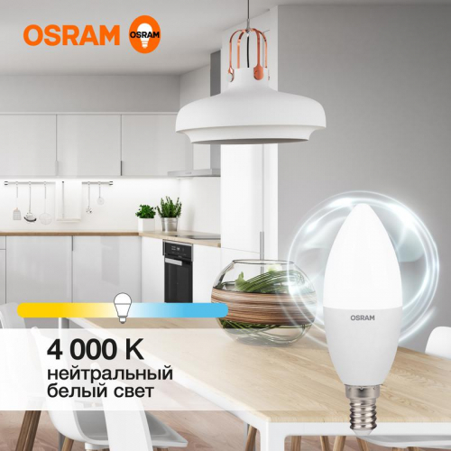 Лампа светодиодная LED G3 Value LVCLB75 10SW/840 10Вт свеча матовая 4000К нейтр. бел. E14 800лм 230В 10х1 RU OSRAM 4058075579187 Лампа светодиодная LED G3 Value LVCLB75 10SW/840 10Вт свеча матовая 4000К нейтр. бел. E14 800лм 230В 10х1 RU OSRAM 4058075579187