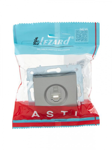 Розетка компьютерная 1-м СП ASTI IP20 RJ45 механизм Cat 6e платина. LEZARD 7081-3588-140 фото 4