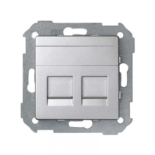 Адаптер на 2 RJ45 коннектора Simon82 защ. шторки матов. алюм. Simon 82006-93 Адаптер на 2 RJ45 коннектора Simon82 защ. шторки матов. алюм. Simon 82006-93