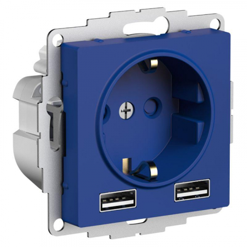 Розетка AtlasDesign 16А с 2-мя заряд. устройствами USB тип A+A 5В/2.4А 2х5В/1.2А механизм аквамарин SE ATN001130 Розетка AtlasDesign 16А с 2-мя заряд. устройствами USB тип A+A 5В/2.4А 2х5В/1.2А механизм аквамарин SE ATN001130
