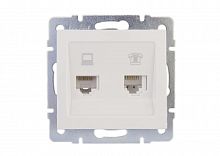 Розетка компьютерная + телефонная 2-м СП Rain RJ45 + RJ11 16А IP20 механизм бел. LEZARD 703-0288-143