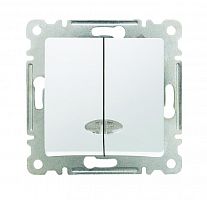 Выключатель 2-кл. СП Lillium IP20 с подсветкой механизм бел. Makel 30001023