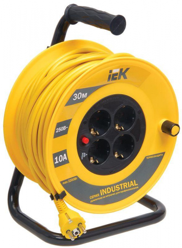 Удлинитель на катушке 4х30м с заземл. 10А IP20 Industrial УК30 3х1 термозащита IEK WKP14-10-04-30 Удлинитель на катушке 4х30м с заземл. 10А IP20 Industrial УК30 3х1 термозащита IEK WKP14-10-04-30