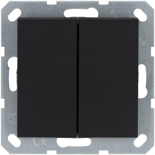 Кнопка 2-кл. 10А IP20 с переключающим контактом механизм черн. матов. soft touch Jasmart G3020PB