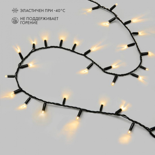 Гирлянда светодиодная "Нить" 10м 200LED тепл. бел. 18Вт 230В IP67 постоян. свечение провод каучук черн. (нужен шнур питания 315-000) Neon-Night 315-216 фото 2