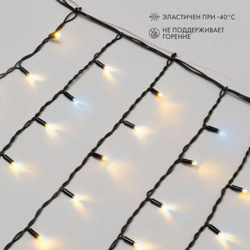 Гирлянда светодиодная "Айсикл" (бахрома) 5.6х0.9м 240LED тепл. бел. 16Вт 230В IP67 эффект мерцания провод каучук черн. (нужен шнур питания 315-000) Neon-Night 255-256 фото 4 Гирлянда светодиодная "Айсикл" (бахрома) 5.6х0.9м 240LED тепл. бел. 16Вт 230В IP67 эффект мерцания провод каучук черн. (нужен шнур питания 315-000) Neon-Night 255-256 фото 4