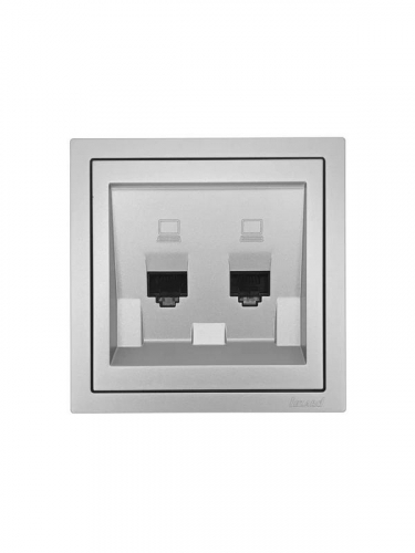 Розетка компьютерная 2-м СП ZIMA IP20 механизм сер. матов. LEZARD 704-7488-141 фото 3