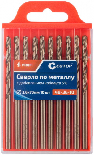 Сверло по металлу ПРОФИ/Profi 3.6х70мм с кобальтом 5% (уп.10шт) Cutop 48-36-10 фото 3 Сверло по металлу ПРОФИ/Profi 3.6х70мм с кобальтом 5% (уп.10шт) Cutop 48-36-10 фото 3