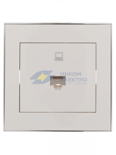 Розетка компьютерная 1-м СП Rain RJ45 с хром. боковой вставкой бел. LEZARD 703-0225-139 Розетка компьютерная 1-м СП Rain RJ45 с хром. боковой вставкой бел. LEZARD 703-0225-139