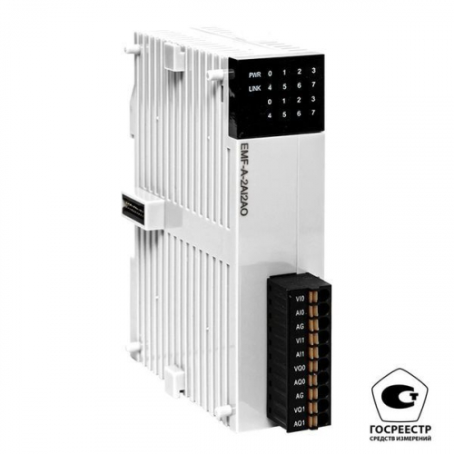 Модуль аналогового в/в EMF 2/2 PRO-Logic (с поверкой) EKF EMF-A-2AI2AO-V Модуль аналогового в/в EMF 2/2 PRO-Logic (с поверкой) EKF EMF-A-2AI2AO-V