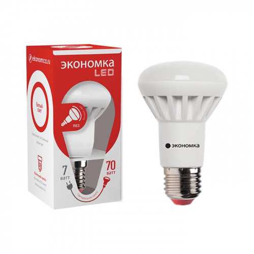 Лампа светодиодная R63 7Вт 4500К бел. E27 550лм 220-240В ЭКОНОМКА Eco_LED7wR63E2745 Лампа светодиодная R63 7Вт 4500К бел. E27 550лм 220-240В ЭКОНОМКА Eco_LED7wR63E2745