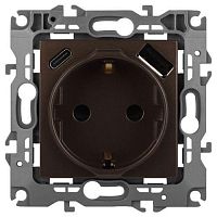 Розетка Эра12 12-4108-13 16А 250В 2P+E с USB type-A+C 5В-3А защ. шторки бронза Эра Б0067757