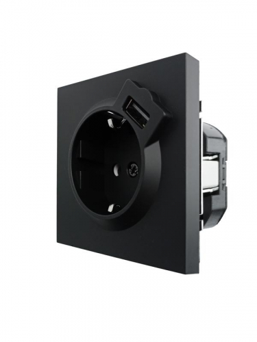 Розетка 1-мест. с/з+USB разъем СП ZIMA IP20 черн. бархат LEZARD 704-4288-181 фото 5