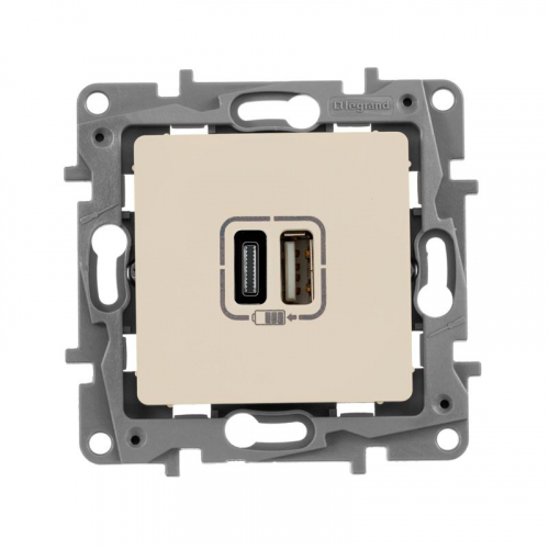 Устройство зарядное Etika с 2-мя USB разъемами A и C 240В/5В 3000мА сл. кость IEK 672336 фото 4