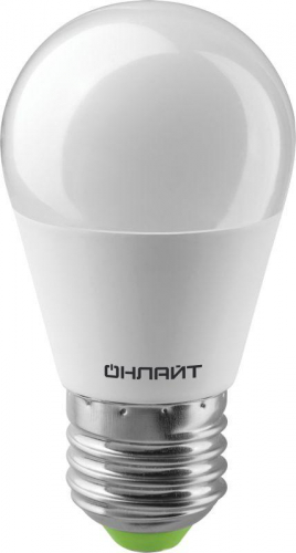 Лампа светодиодная 71 646 OLL-G45-6-230-4K-E27 6Вт шар 4000К нейтр. бел. E27 600лм 176-264В ОНЛАЙТ 71646