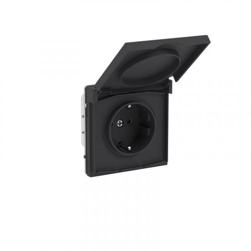 Розетка силовая KANT IP44 2P+E защ. шторки с крышкой черн. уголь DKC 7012013 фото 2