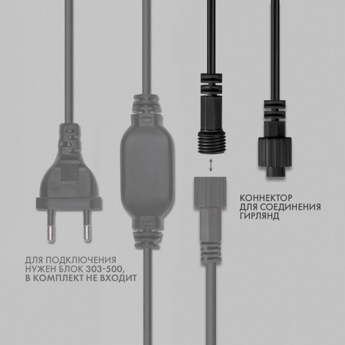 Гирлянда светодиодная "Айсикл" (бахрома) 2.4х0.6м 88LED бел. 7Вт 230В IP65 провод черн. (нужен шнур питания 303-500) Neon-Night 255-032 фото 4