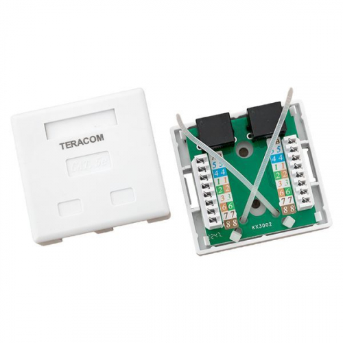 Розетка настенная TERACOM кат.5E неэкранированная 2 порта RJ-45 Dual IDC бел. EKF TRC-WBOX-2RJ45-5EUTP-WH фото 4