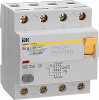 Выключатель дифференциального тока (УЗО) 4п 25А 10мА 6кА тип A ВД3-63 KARAT IEK MDV21-4-025-010