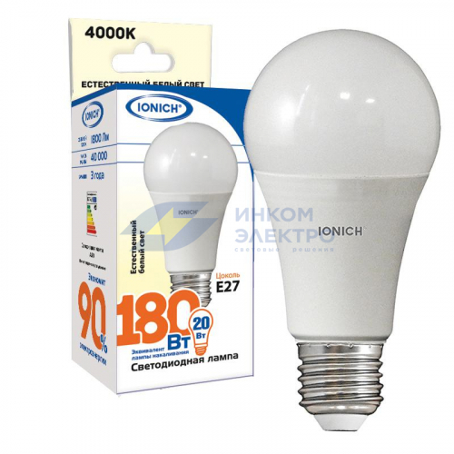 Лампа светодиодная ILED-SMD2835-A60-20-1800-220-4-E27 IONICH 1560