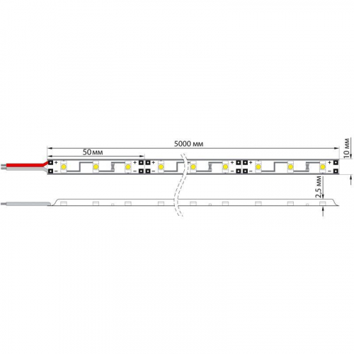 Лента светодиодная 12В SMD2835 4.8Вт/м 60LED/м 3000К 8мм IP20 (уп.5м) LAMPER 141-336 фото 4