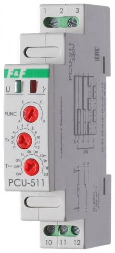 Реле времени PCU-511 8А 230В 1 перекл. IP20 многофункц. монтаж на DIN-рейке F&F EA02.001.010 Реле времени PCU-511 8А 230В 1 перекл. IP20 многофункц. монтаж на DIN-рейке F&F EA02.001.010