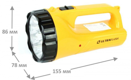Фонарь аккумуляторный LED3816SM 9LED 2 режима аккум. SLA 220В желт. Ultraflash 12859 фото 4