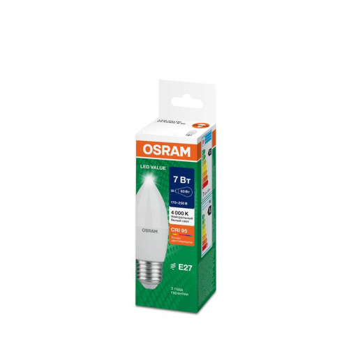 Лампа светодиодная LED G4 Value LVCLB60 7W/940 CRI95 7Вт 4000К 700лм свеча матов. E27 170-250В OSRAM 4058075579477 фото 2