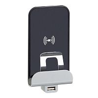 Устройство зарядное беспроводное Etika Qi 1А с дополнит. разъемом USB A 5В 2.4А сл. кость IEK 672337