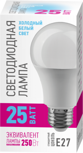 Лампа светодиодная 90 448 OLL-A60-25-230-6.5K-E27-PROMO 25Вт грушевидная 6500К E27 220-240В ОНЛАЙТ 90448 фото 2