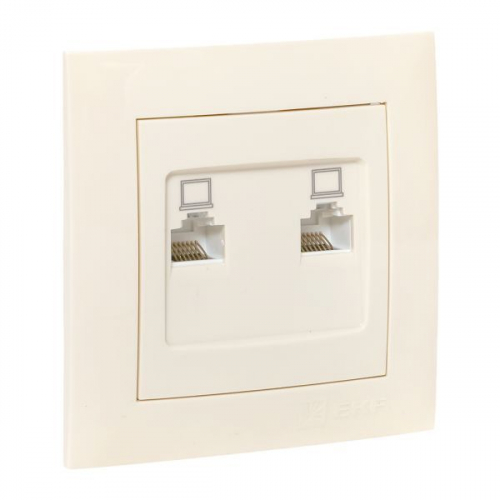 Розетка компьютерная 2-м СП Валенсия RJ45 крем. PROxima EKF EWK02-035-20 фото 2
