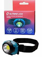 Фонарь налобный LED5385 3Вт COB LED 3 реж. 3XAAA пластик бокс маренго Ultraflash 15690