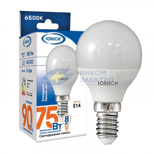 Лампа светодиодная ILED-SMD2835-P45-8-720-220-6.5-E14 (1318) IONICH 1611