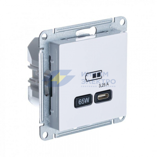 Розетка USB AtlasDesign тип C 65Вт QC PD высокоскор. ЗУ механизм бел. SE ATN000127 Розетка USB AtlasDesign тип C 65Вт QC PD высокоскор. ЗУ механизм бел. SE ATN000127