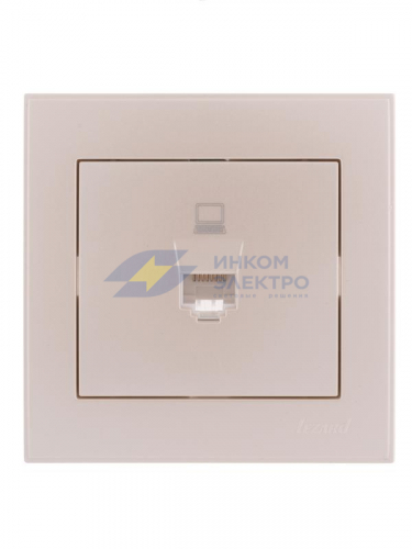 Розетка компьютерная 1-м СП Rain RJ45 жемчуж./бел. перламутр. LEZARD 703-3030-139