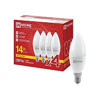 Лампа светодиодная LED-СВЕЧА-VC 4PACK 14Вт свеча 3000К E14 1330лм 230В (уп.4шт) IN HOME 4690612063119