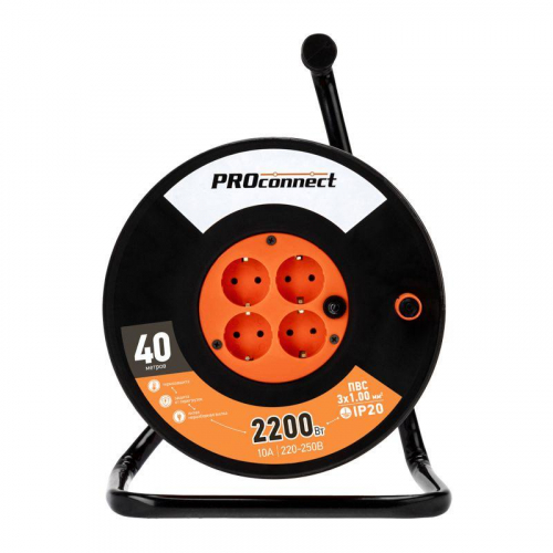 Удлинитель на катушке 4х40м с заземл. 10А IP20 Standart ПВС 3х1 PROCONNECT 11-7606 фото 2 Удлинитель на катушке 4х40м с заземл. 10А IP20 Standart ПВС 3х1 PROCONNECT 11-7606 фото 2