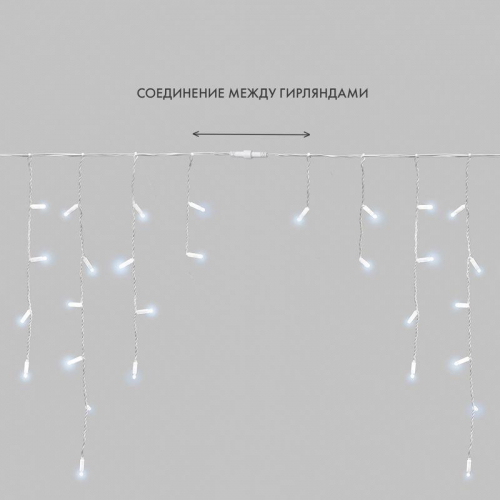 Гирлянда светодиодная "Айсикл" (бахрома) 2.4х0.6м 76LED бел. 7Вт 230В IP65 провод бел. (нужен шнур питания 303-500-1) Neon-Night 255-034-6 фото 9 Гирлянда светодиодная "Айсикл" (бахрома) 2.4х0.6м 76LED бел. 7Вт 230В IP65 провод бел. (нужен шнур питания 303-500-1) Neon-Night 255-034-6 фото 9