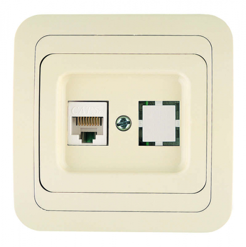 Розетка компьютерная 1-м СП Mimoza 16А IP20 крем. Makel 25035 Розетка компьютерная 1-м СП Mimoza 16А IP20 крем. Makel 25035