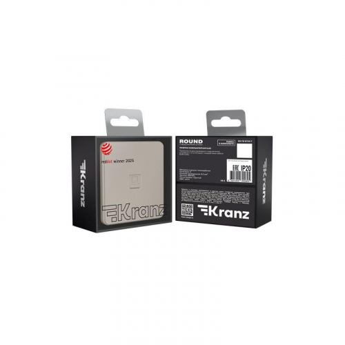Розетка компьютерная 1-м RJ45 кат6 СП 16А IP20 250В ROUND шелк Kranz KR-78-0724-7 фото 7
