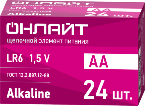 Элемент питания алкалиновый 90 635 OBT-ALK-LR6-BOX24 (бокс 24шт) ОНЛАЙТ 90635 Элемент питания алкалиновый 90 635 OBT-ALK-LR6-BOX24 (бокс 24шт) ОНЛАЙТ 90635