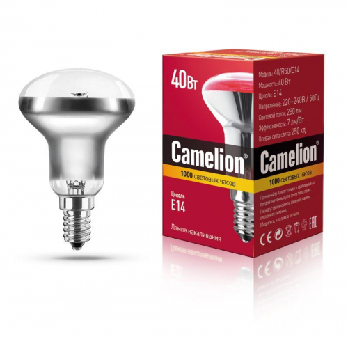 Лампа накаливания MIC R50 40Вт E14 Camelion 8977 Лампа накаливания MIC R50 40Вт E14 Camelion 8977