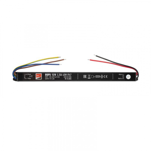 Блок питания для светодиод. ленты BSPS 40Вт 3.3А 12В IP67 влагозащ. метал. JazzWay 3329266A