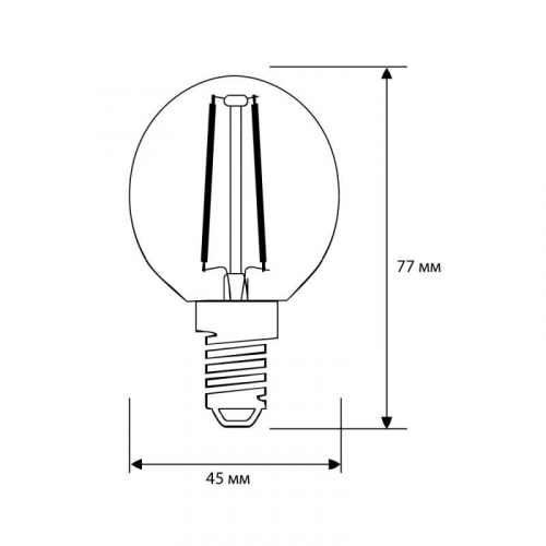 Лампа светодиодная филаментная LED7-G45-FL/845/E14 7Вт шар прозрачная 4500К бел. E14 207-244В Camelion 13458 фото 2 Лампа светодиодная филаментная LED7-G45-FL/845/E14 7Вт шар прозрачная 4500К бел. E14 207-244В Camelion 13458 фото 2