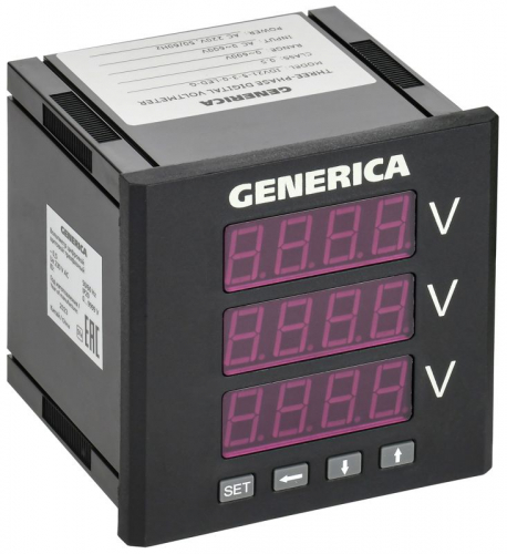 Вольтметр цифровой щитовой 3ф 96х96 LED GENERICA IDV21-5-3-0-LED-G