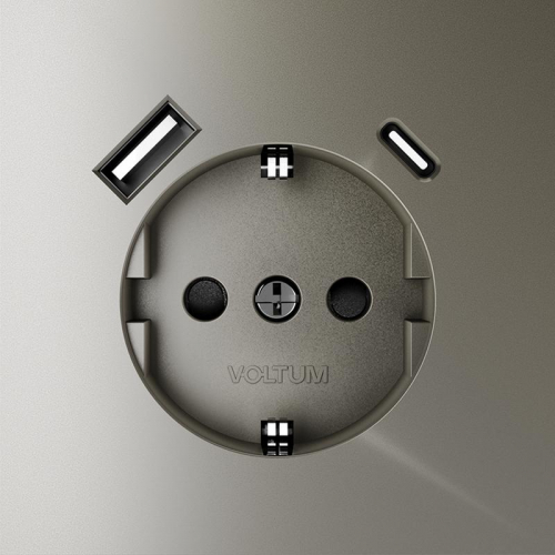 Розетка 1-м СП S70 16А с USB A+С с заземл. защ. шторки механизм шелк Voltum VLS040504 фото 3