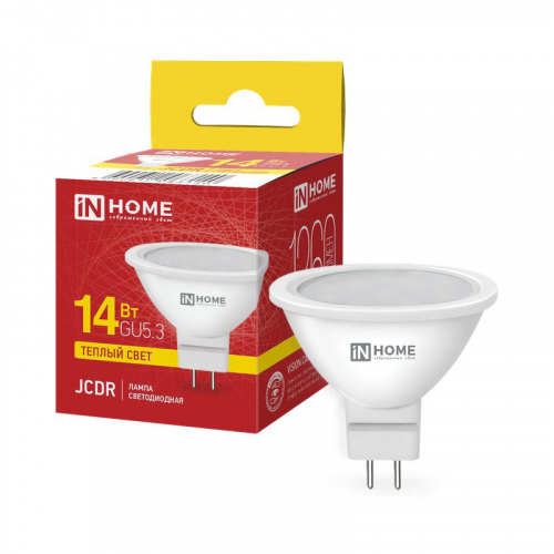 Лампа светодиодная LED-JCDR-VC 14Вт 3000К GU5.3 1260лм 230В IN HOME 4690612063140 Лампа светодиодная LED-JCDR-VC 14Вт 3000К GU5.3 1260лм 230В IN HOME 4690612063140
