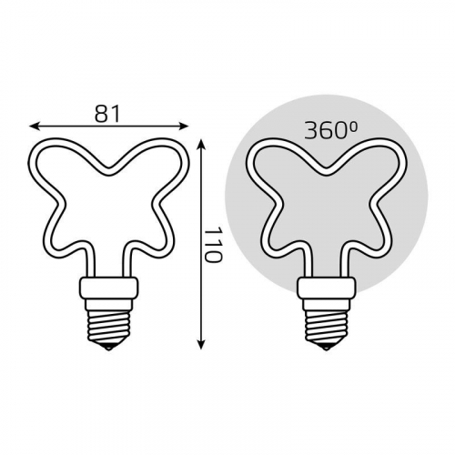 Лампа светодиодная филаментная Filament Artline 4Вт Butterfly матов. 2700К тепл. бел. Е27 330лм milky GAUSS 1001802104 фото 7
